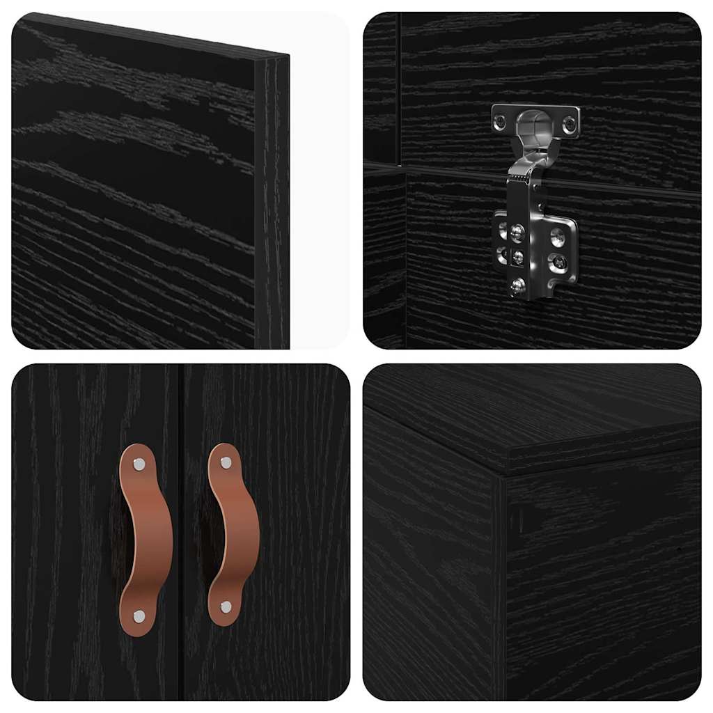 Storage Bed Frame Black Oak 100 x 200 cm Engineered Wood