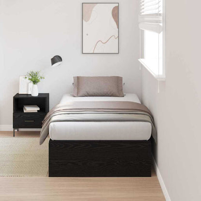 Storage Bed Frame Black Oak 100 x 200 cm Engineered Wood