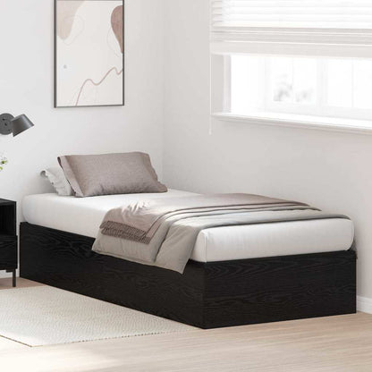Storage Bed Frame Black Oak 100 x 200 cm Engineered Wood