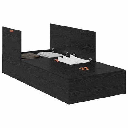 Storage Bed Frame Black Oak 100 x 200 cm Engineered Wood
