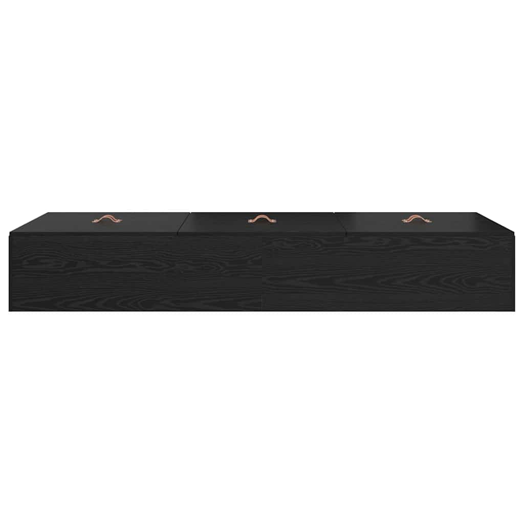 Storage Bed Frame Black Oak 100 x 200 cm Engineered Wood
