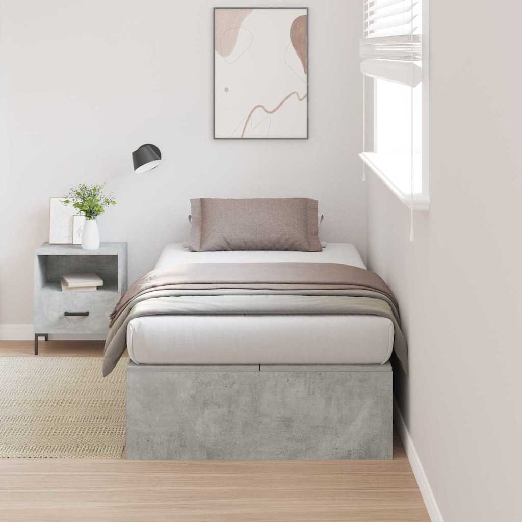 Storage Bed Frame Concrete Grey 100 x 200 cm Engineered Wood