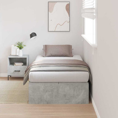 Storage Bed Frame Concrete Grey 100 x 200 cm Engineered Wood