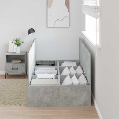 Storage Bed Frame Concrete Grey 100 x 200 cm Engineered Wood