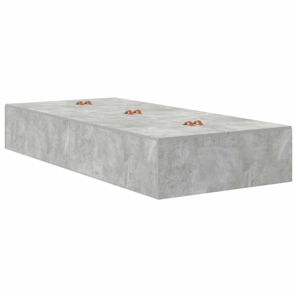 Storage Bed Frame Concrete Grey 100 x 200 cm Engineered Wood