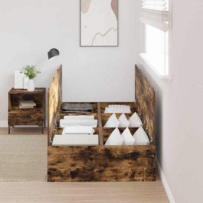 Storage Bed Frame Smoked Oak 100 x 200 cm Engineered Wood