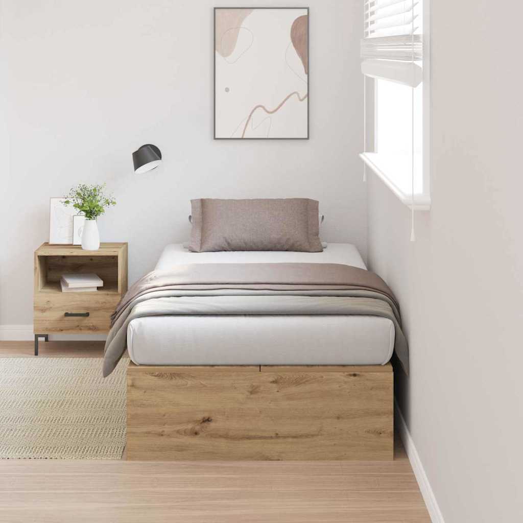 Storage Bed Frame Artisan Oak 100 x 200 cm Engineered Wood