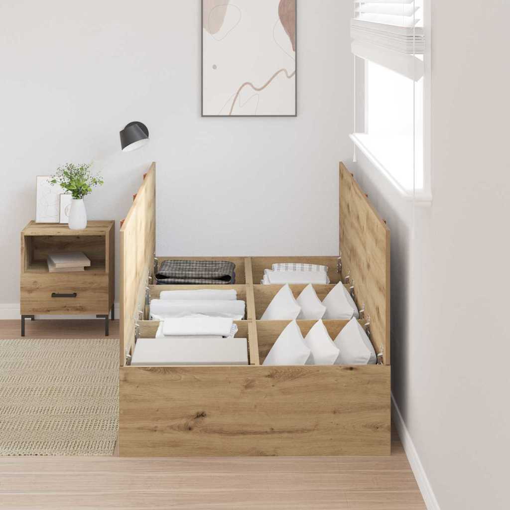 Storage Bed Frame Artisan Oak 100 x 200 cm Engineered Wood