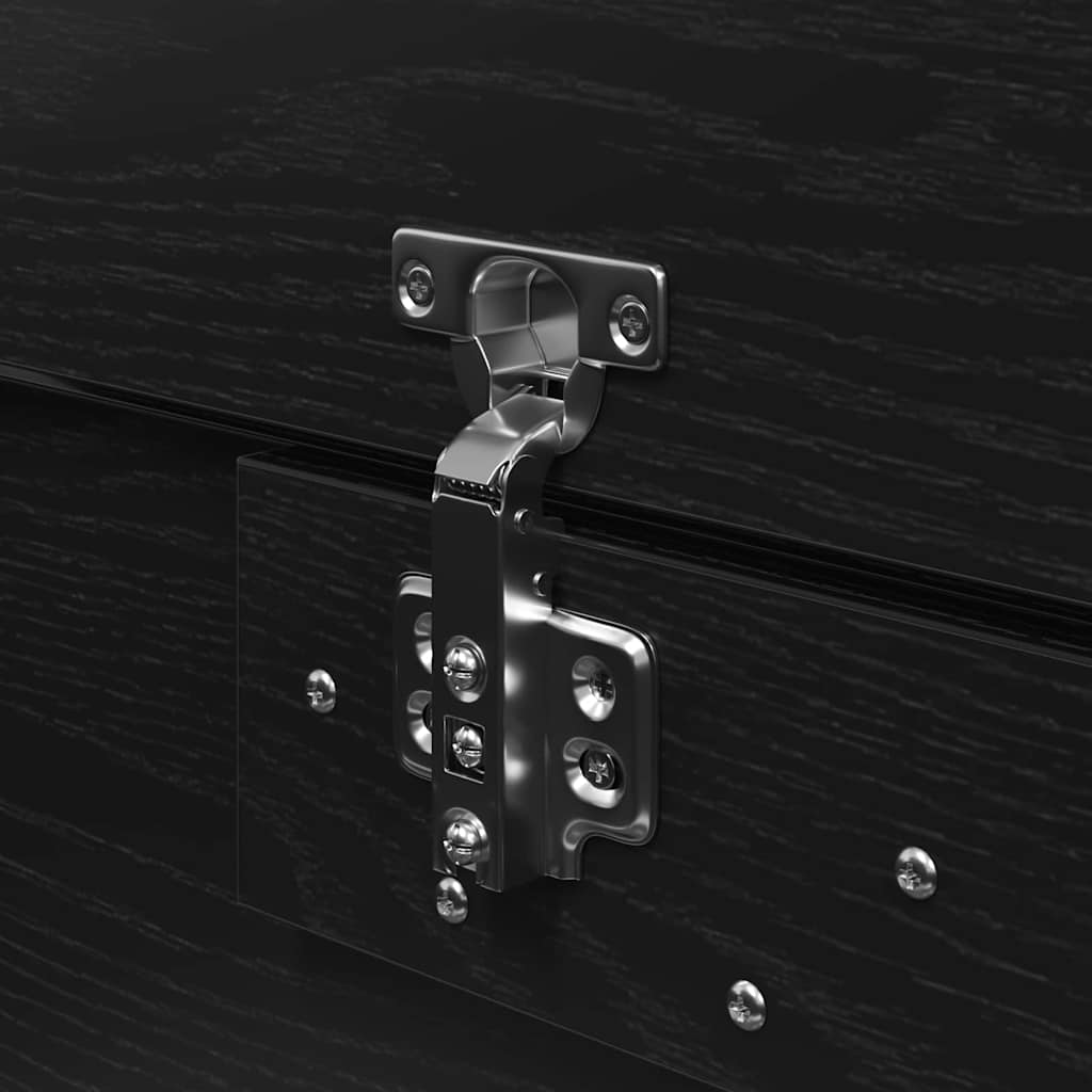 Storage Bed Frame Black Oak 200 x 200 cm Engineered Wood