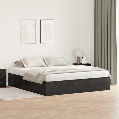 Storage Bed Frame Black Oak 200 x 200 cm Engineered Wood