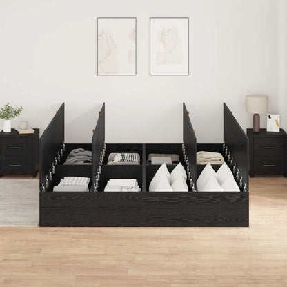 Storage Bed Frame Black Oak 200 x 200 cm Engineered Wood