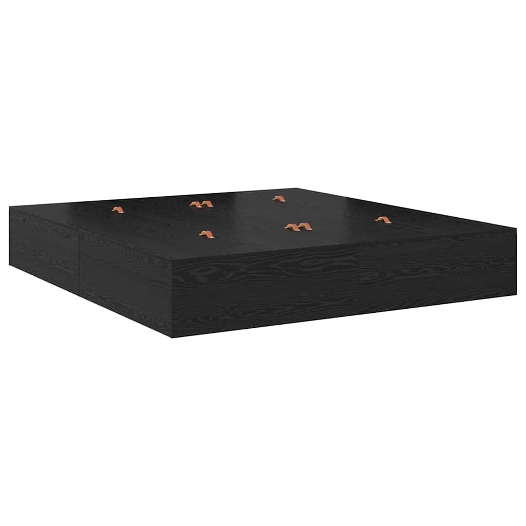 Storage Bed Frame Black Oak 200 x 200 cm Engineered Wood