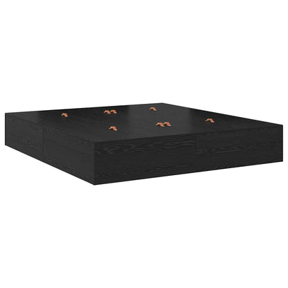 Storage Bed Frame Black Oak 200 x 200 cm Engineered Wood