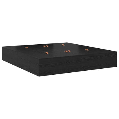 Storage Bed Frame Black Oak 200 x 200 cm Engineered Wood
