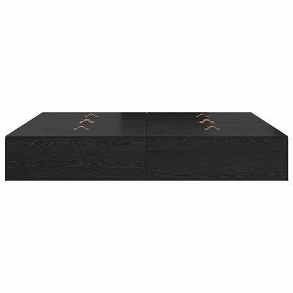 Storage Bed Frame Black Oak 200 x 200 cm Engineered Wood