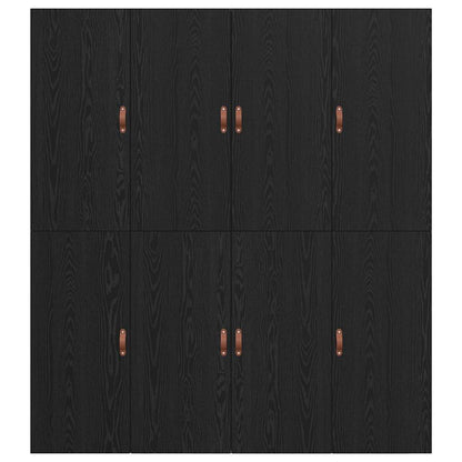 Storage Bed Frame Black Oak 200 x 200 cm Engineered Wood