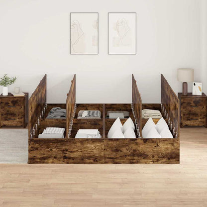 Storage Bed Frame Smoked Oak 200 x 200 cm Engineered Wood