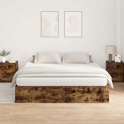 Storage Bed Frame Smoked Oak 200 x 200 cm Engineered Wood