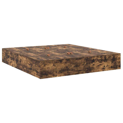 Storage Bed Frame Smoked Oak 200 x 200 cm Engineered Wood