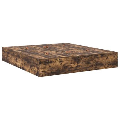 Storage Bed Frame Smoked Oak 200 x 200 cm Engineered Wood