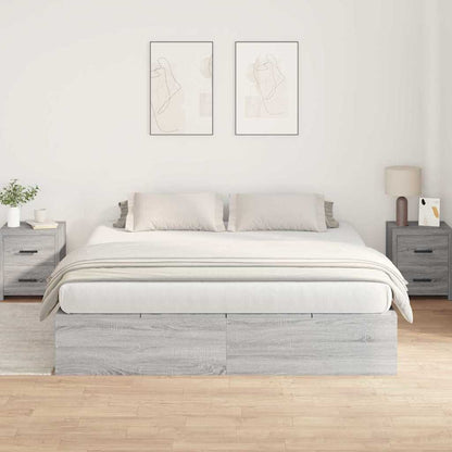 Storage Bed Frame Grey Sonoma 200 x 200 cm Engineered Wood