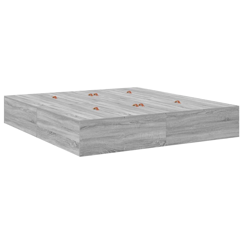 Storage Bed Frame Grey Sonoma 200 x 200 cm Engineered Wood