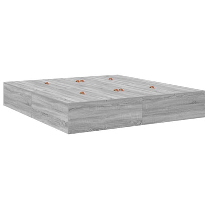 Storage Bed Frame Grey Sonoma 200 x 200 cm Engineered Wood