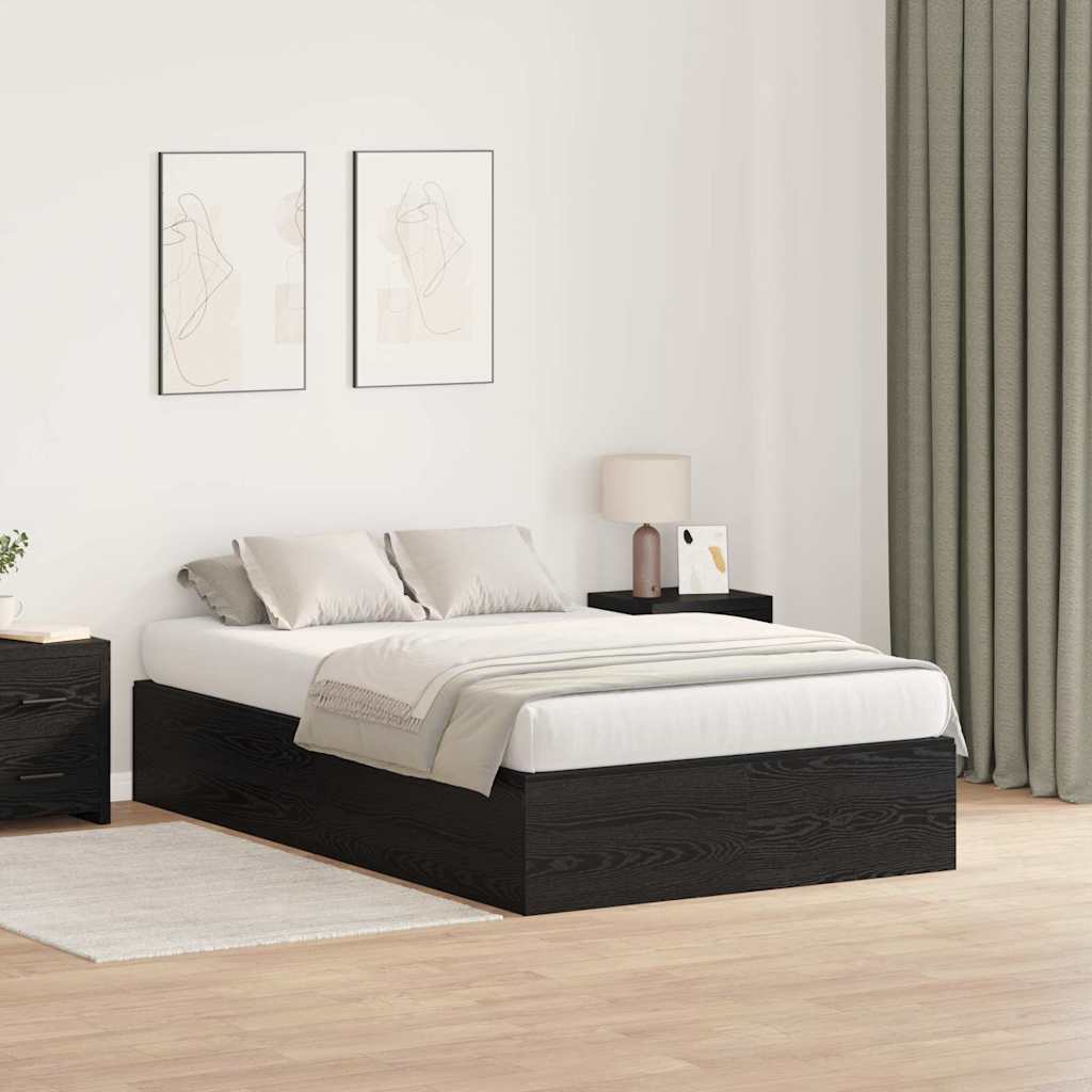 Storage Bed Frame Black Oak 120 x 200 cm Engineered Wood