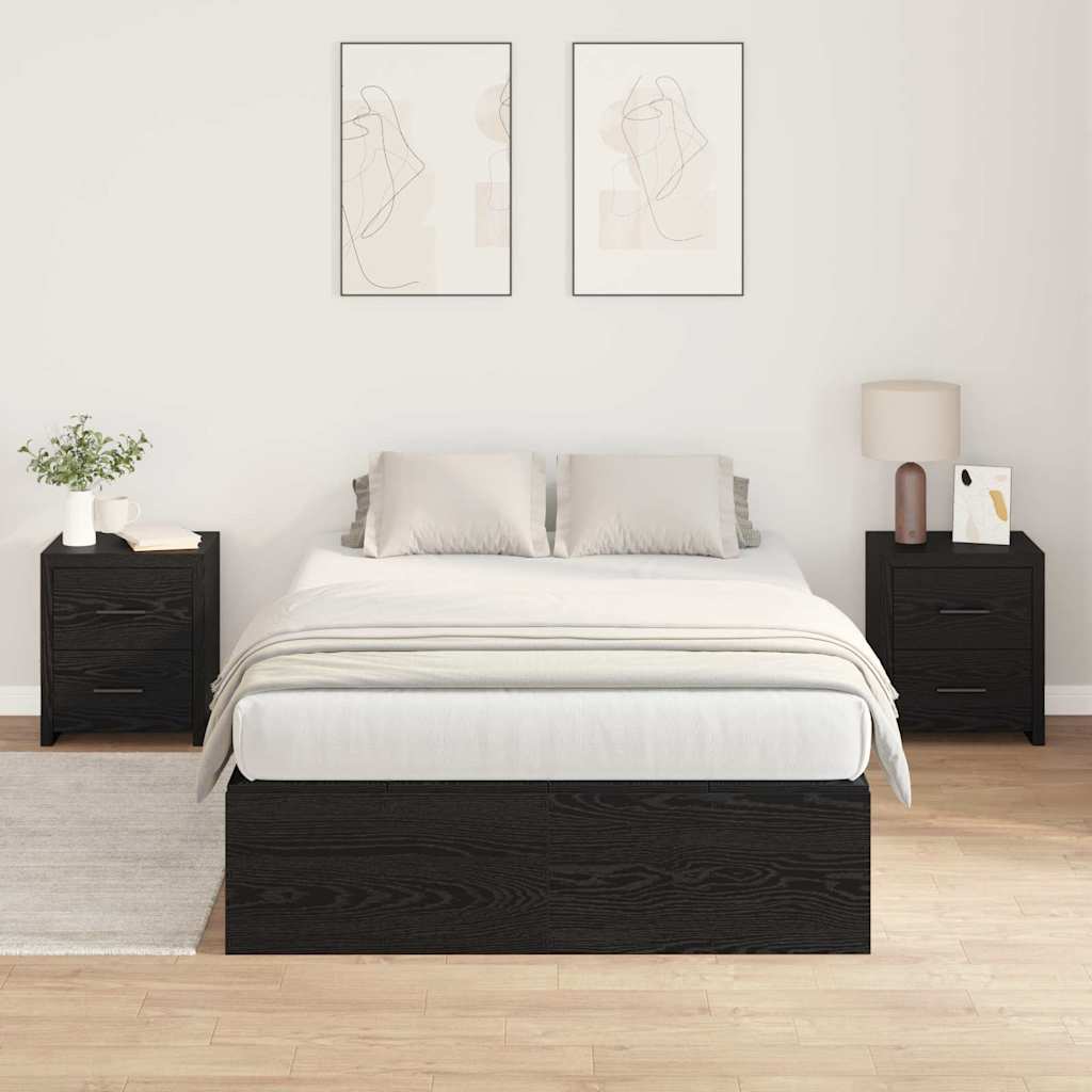 Storage Bed Frame Black Oak 120 x 200 cm Engineered Wood