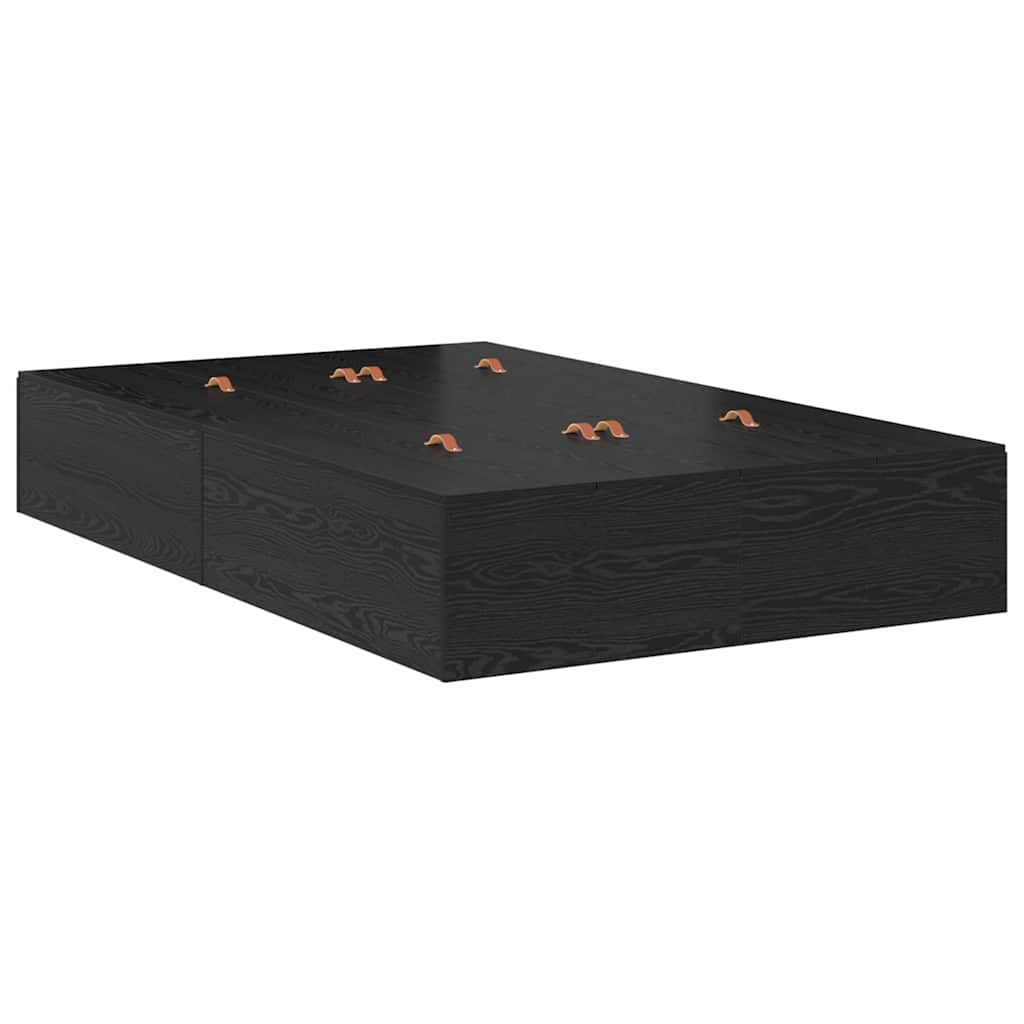 Storage Bed Frame Black Oak 120 x 200 cm Engineered Wood