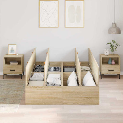 Storage Bed Frame Sonoma Oak 120 x 200 cm Engineered Wood