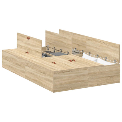 Storage Bed Frame Sonoma Oak 120 x 200 cm Engineered Wood