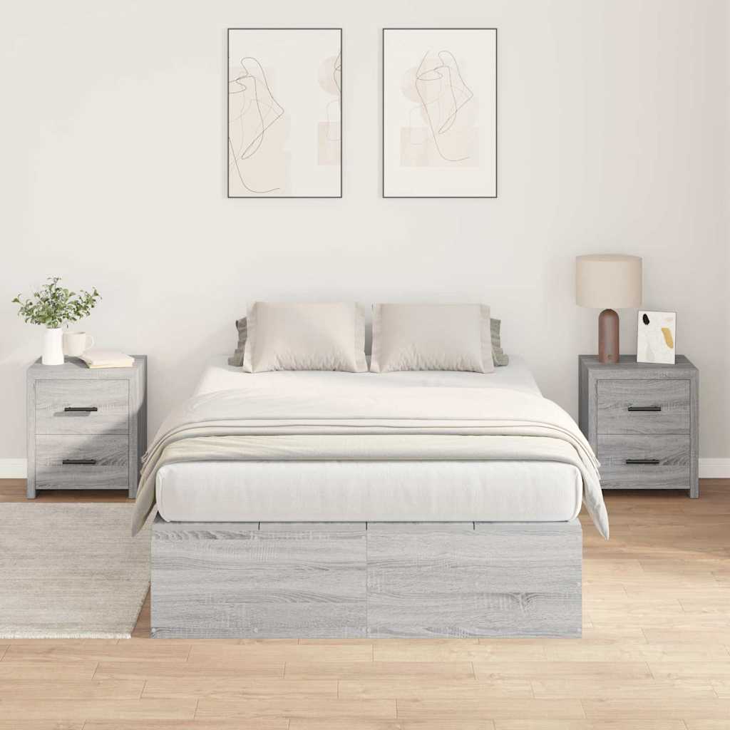 Storage Bed Frame Grey Sonoma 120 x 200 cm Engineered Wood
