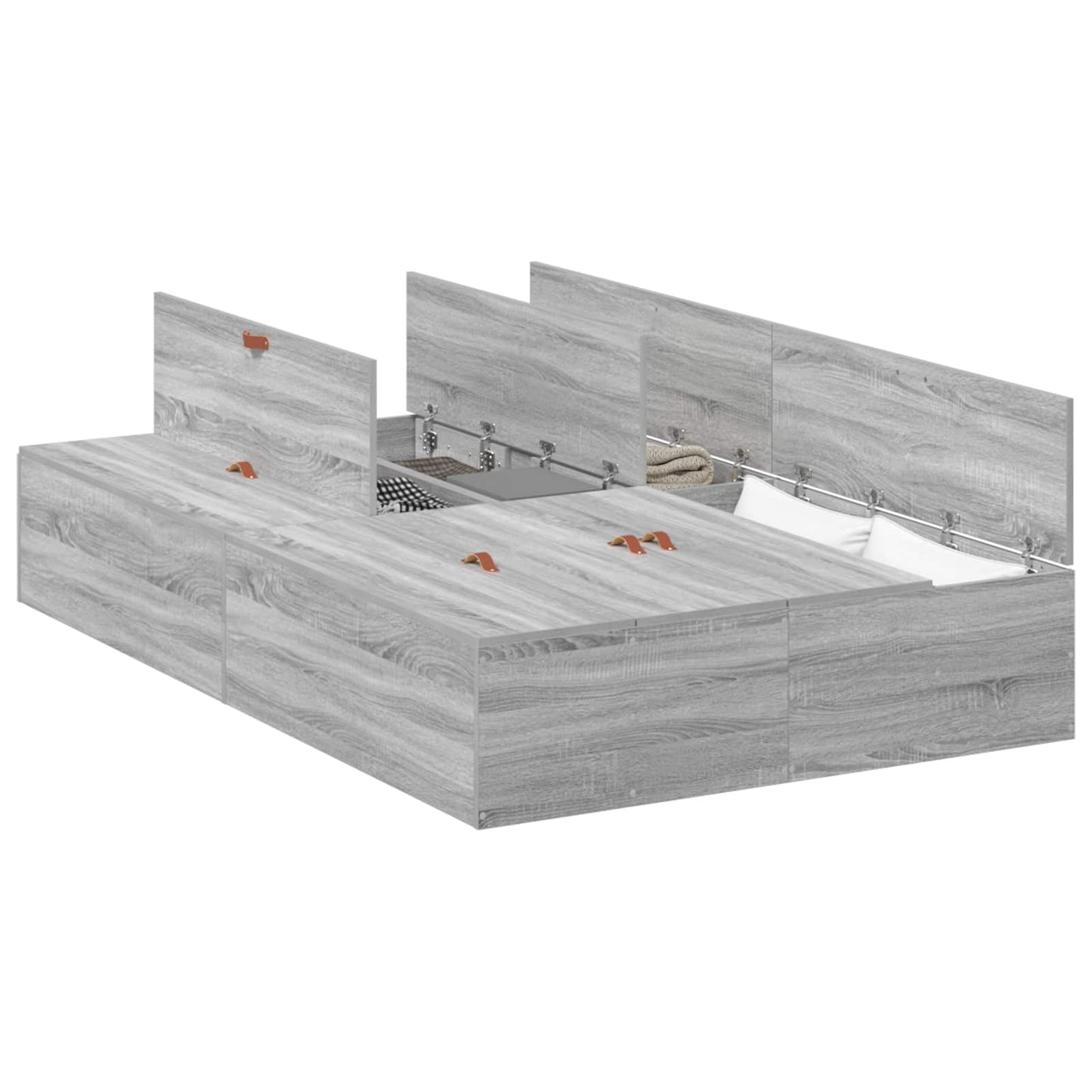 Storage Bed Frame Grey Sonoma 120 x 200 cm Engineered Wood