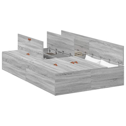 Storage Bed Frame Grey Sonoma 120 x 200 cm Engineered Wood