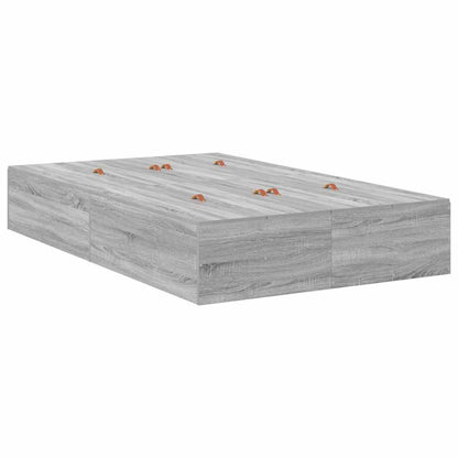 Storage Bed Frame Grey Sonoma 120 x 200 cm Engineered Wood