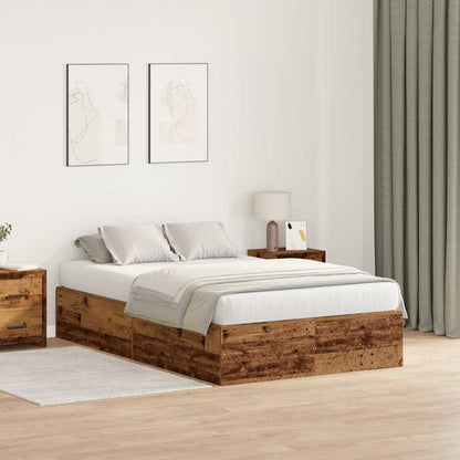 Storage Bed Frame Old Wood 120 x 200 cm Engineered Wood
