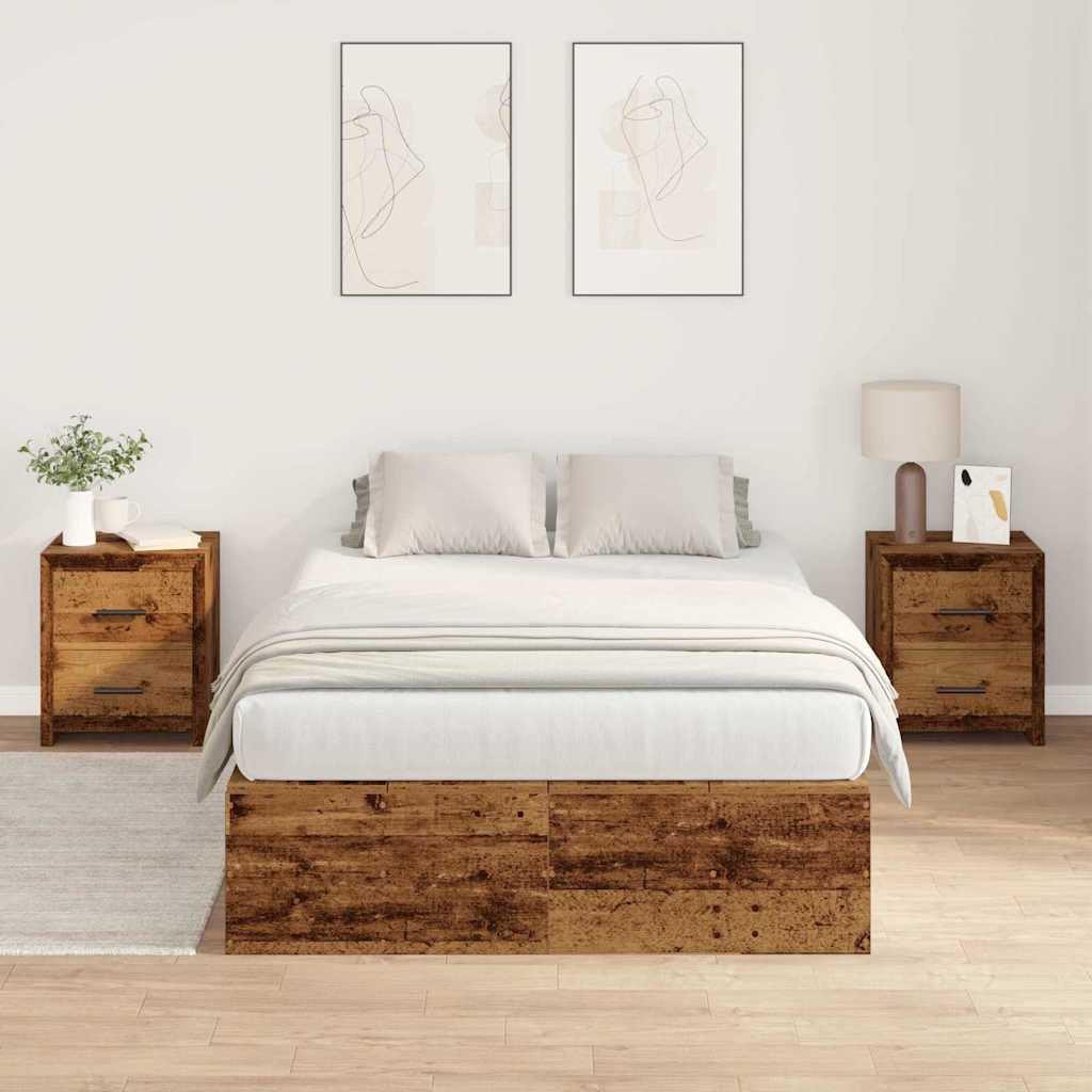 Storage Bed Frame Old Wood 120 x 200 cm Engineered Wood