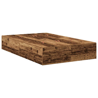 Storage Bed Frame Old Wood 120 x 200 cm Engineered Wood