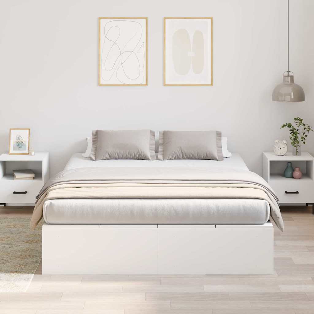 Storage Bed Frame White 140 x 200 cm Engineered Wood