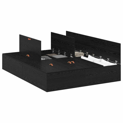 Storage Bed Frame Black Oak 140 x 200 cm Engineered Wood