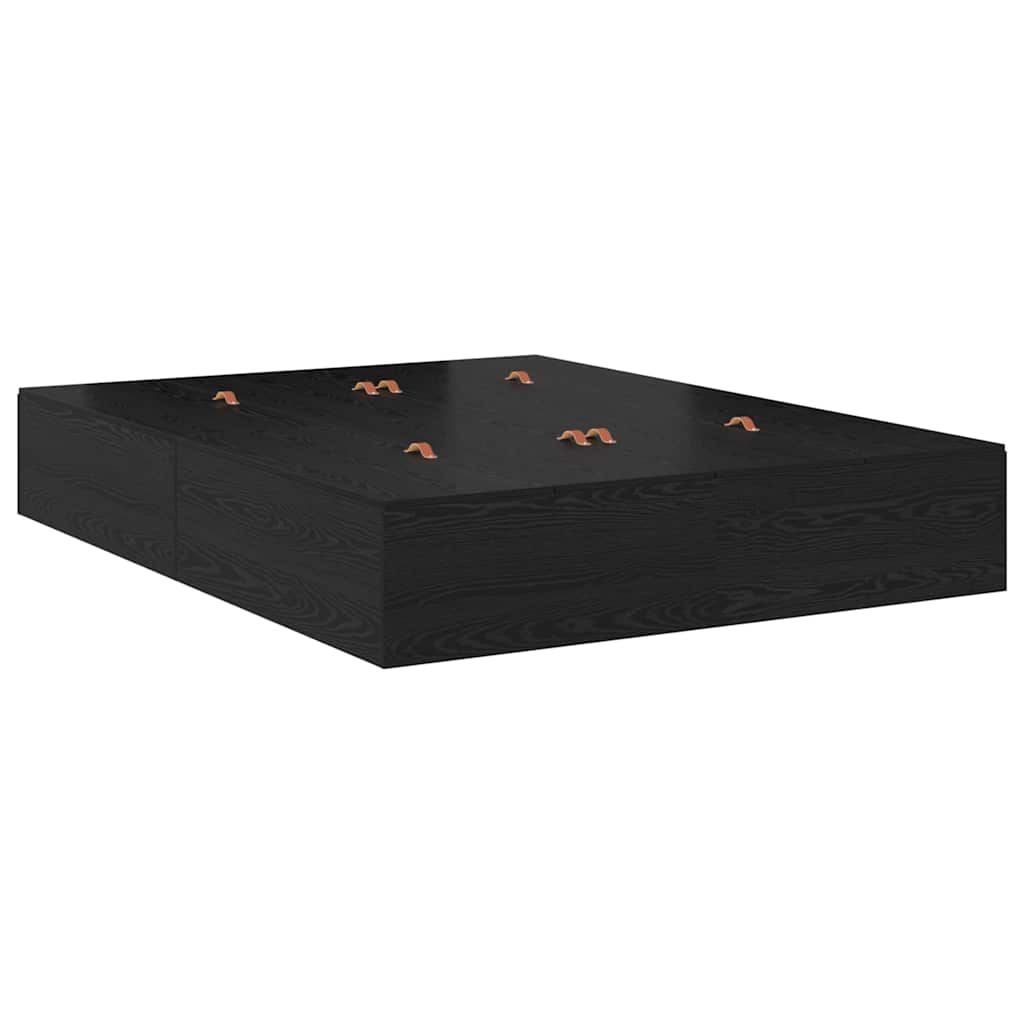 Storage Bed Frame Black Oak 140 x 200 cm Engineered Wood