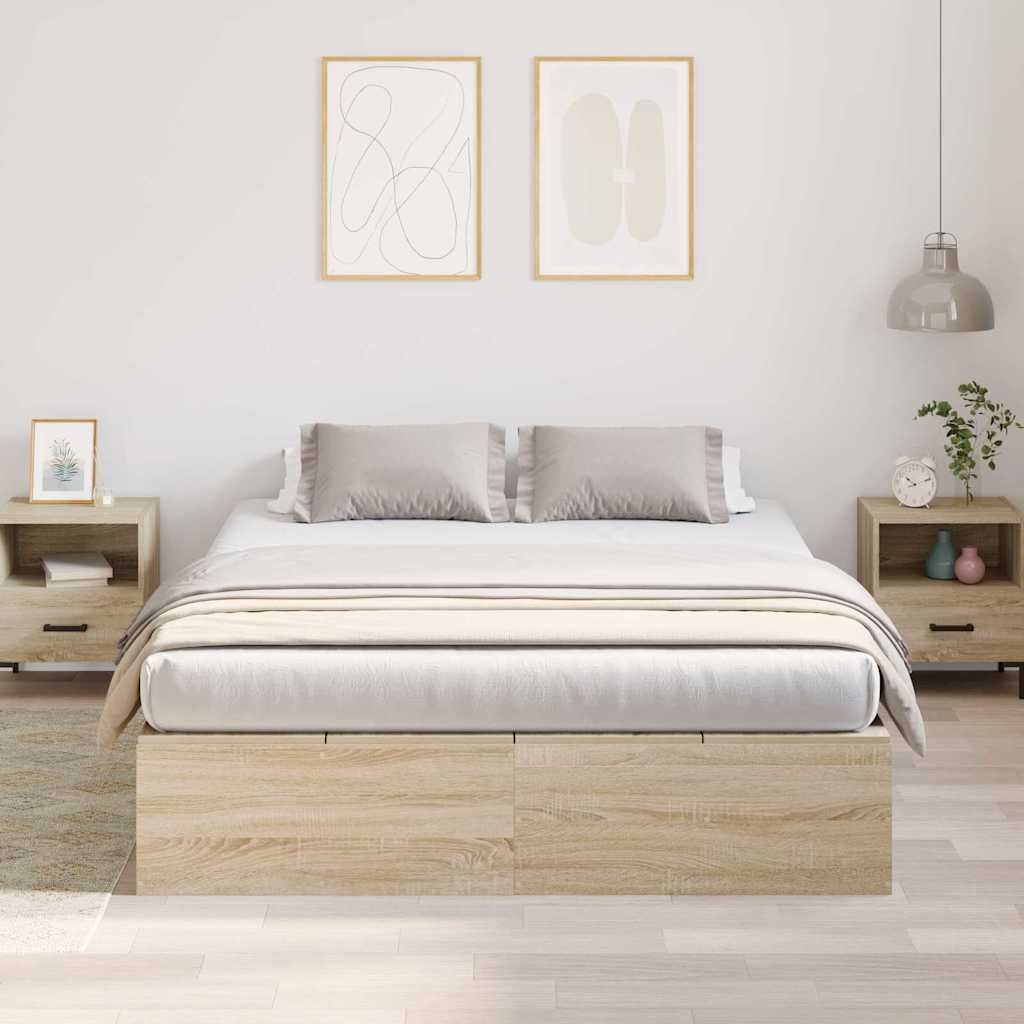 Storage Bed Frame Sonoma Oak 150 x 200 cm Engineered Wood