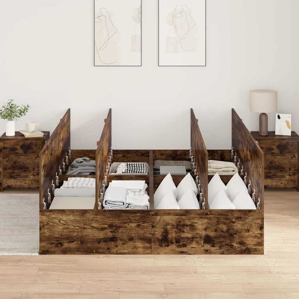 Storage Bed Frame Smoked Oak 150 x 200 cm Engineered Wood