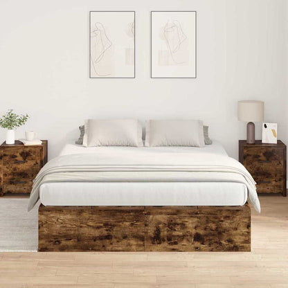 Storage Bed Frame Smoked Oak 150 x 200 cm Engineered Wood