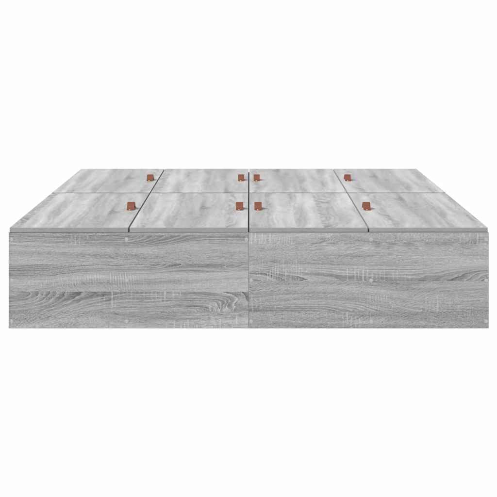 Storage Bed Frame Grey Sonoma 150 x 200 cm Engineered Wood