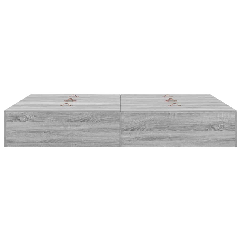 Storage Bed Frame Grey Sonoma 150 x 200 cm Engineered Wood