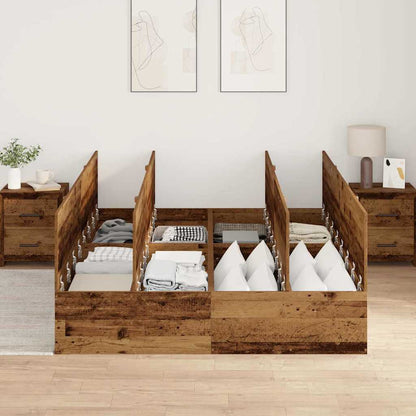 Storage Bed Frame Old Wood 150 x 200 cm Engineered Wood