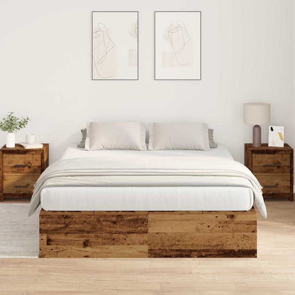 Storage Bed Frame Old Wood 150 x 200 cm Engineered Wood