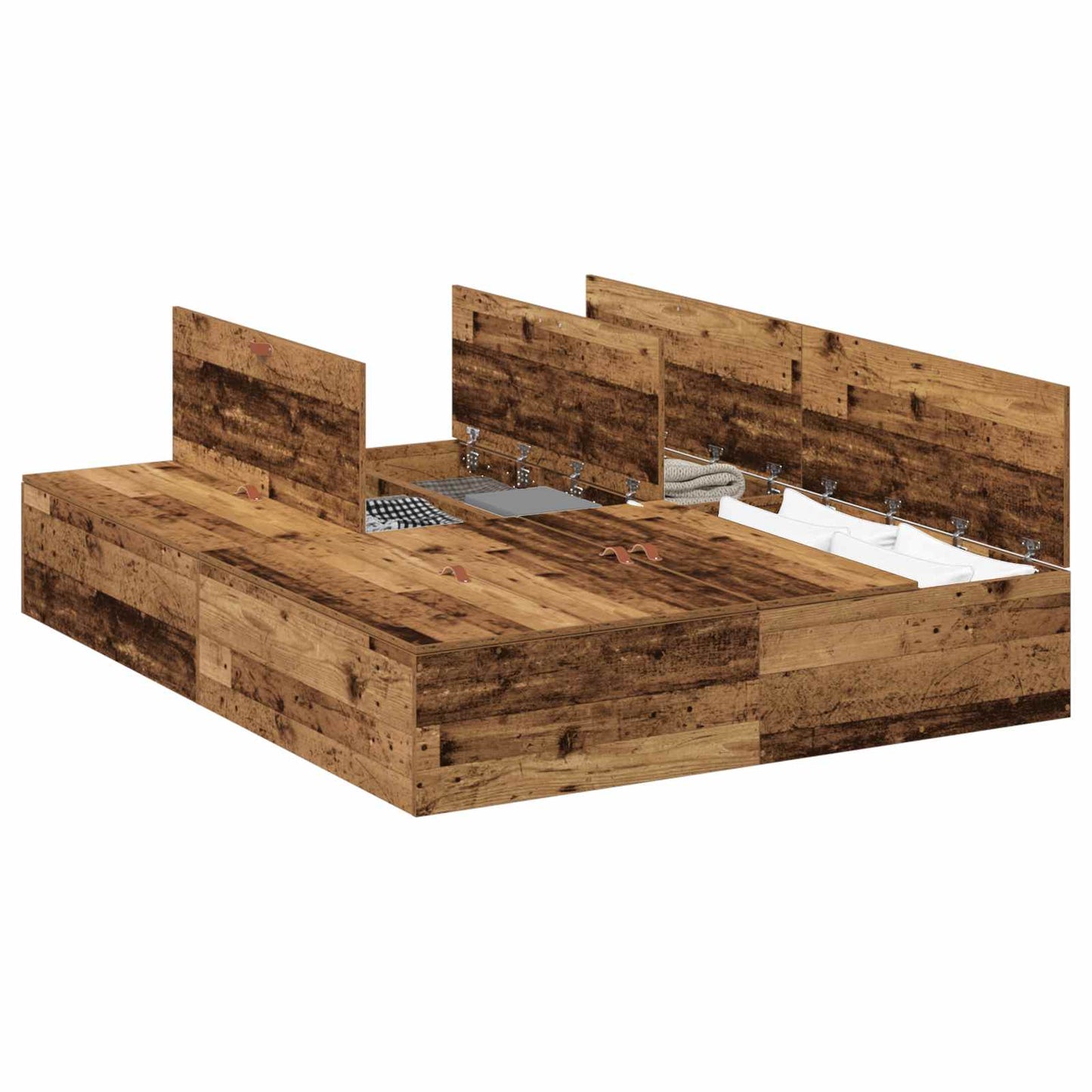 Storage Bed Frame Old Wood 150 x 200 cm Engineered Wood